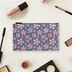 Seamless Pattern Flowers Pink Cosmetic Bag (small) by Pakrebo