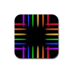 Neon Light Abstract Pattern Rubber Coaster (square)  by Mariart