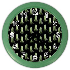 Cactus Black Pattern Color Wall Clock by snowwhitegirl