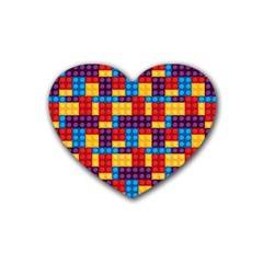 Lego Background Game Rubber Coaster (heart)  by Mariart