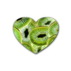 Sliced Kiwi Fruits Green Heart Coaster (4 Pack)  by Pakrebo