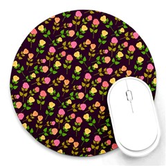 Flowers Roses Brown Round Mousepads by Bajindul