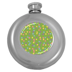 Balloon Grass Party Green Purple Round Hip Flask (5 Oz) by HermanTelo