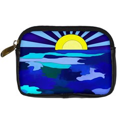 Sunset On The Lake Digital Camera Leather Case by bloomingvinedesign