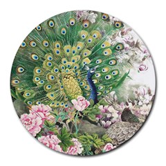 Peafowl Peacock Feather Beautiful Round Mousepads by Sudhe