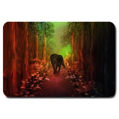 The Lonely Wolf In The Night Large Doormat  by FantasyWorld7