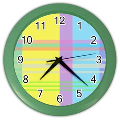 Easter Background Easter Plaid Color Wall Clock by Simbadda