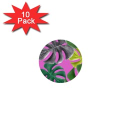 Tropical Greens Leaves Design 1  Mini Buttons (10 Pack)  by Simbadda