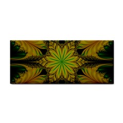 Abstract Flower Artwork Art Green Yellow Hand Towel by Sudhe