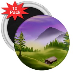 Digital Art Painting Landscape 3  Magnets (10 Pack)  by Wegoenart