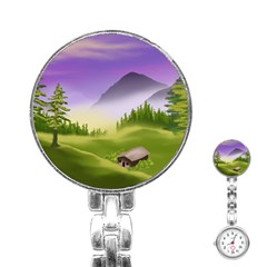 Digital Art Painting Landscape Stainless Steel Nurses Watch by Wegoenart