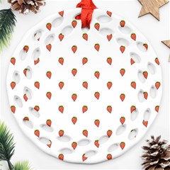 Cartoon Style Strawberry Pattern Ornament (round Filigree) by dflcprintsclothing