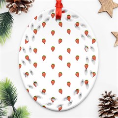 Cartoon Style Strawberry Pattern Oval Filigree Ornament (two Sides) by dflcprintsclothing