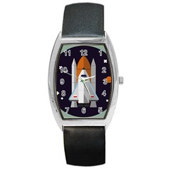 Rocket Space Universe Spaceship Barrel Style Metal Watch by Pakrebo