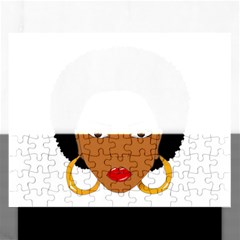 African American Woman With ?urly Hair Rectangular Jigsaw Puzzl by bumblebamboo