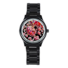 Fractals Colorful Pattern Stainless Steel Round Watch by Pakrebo