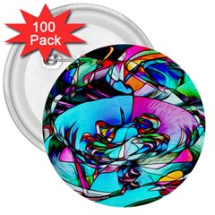 Abstract Flower Painting 3  Buttons (100 Pack)  by Pakrebo