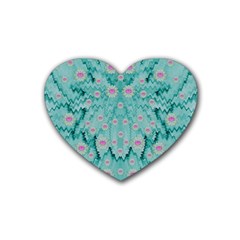 Lotus  Bloom Lagoon Of Soft Warm Clear Peaceful Water Rubber Coaster (heart)  by pepitasart