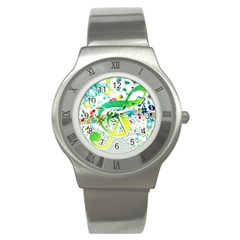 Circle Music Pattern Stainless Steel Watch by HermanTelo