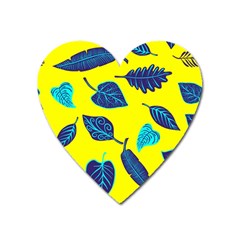 Leaves On A Yellow Background                                  Magnet (heart) by LalyLauraFLM