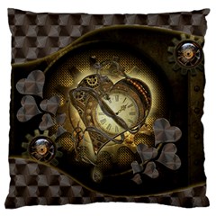 Wonderful Elegant Steampunk Heart, Beautiful Clockwork Standard Flano Cushion Case (two Sides) by FantasyWorld7