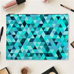 Teal Triangles Pattern Cosmetic Bag (XL) Front