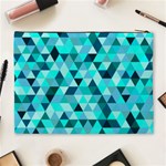 Teal Triangles Pattern Cosmetic Bag (XL) Back