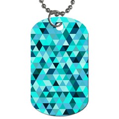 Teal Triangles Pattern Dog Tag (two Sides) by LoolyElzayat