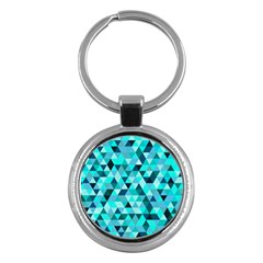 Teal Triangles Pattern Key Chain (round) by LoolyElzayat