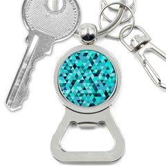 Teal Triangles Pattern Bottle Opener Key Chain by LoolyElzayat