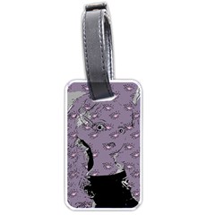 Wide Eyed Girl Grey Lilac Luggage Tag (one Side) by snowwhitegirl