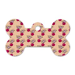 Cherries An Bats Peach Dog Tag Bone (two Sides) by snowwhitegirl