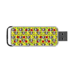 Heart Skeleton Face Pattern Yellow Portable Usb Flash (one Side) by snowwhitegirl