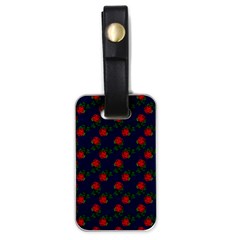 Red Roses Dark Blue Luggage Tag (one Side) by snowwhitegirl