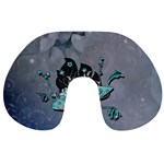 Sport, surfboard with flowers and fish Travel Neck Pillow Front