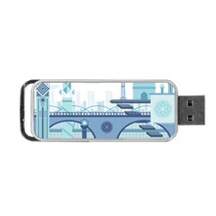 Blue City Building Fantasy Portable Usb Flash (one Side) by Sudhe