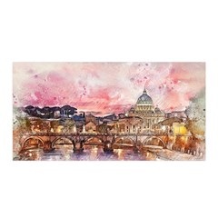 City Buildings Bridge Water River Satin Wrap by Simbadda