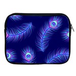 Seamless Pattern With Colorful Peacock Feathers Dark Blue Background Apple iPad 2/3/4 Zipper Cases Front