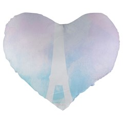 Pastel Eiffel s Tower, Paris Large 19  Premium Heart Shape Cushions by Lullaby