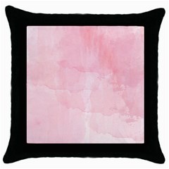 Pink Blurry Pastel Watercolour Ombre Throw Pillow Case (black) by Lullaby