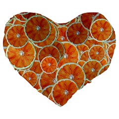 Oranges Background Texture Pattern Large 19  Premium Heart Shape Cushions by Simbadda