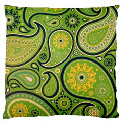 Texture Leaf Pattern Line Green Color Colorful Yellow Circle Ornament Font Art Illustration Design  Standard Flano Cushion Case (two Sides) by Vaneshart