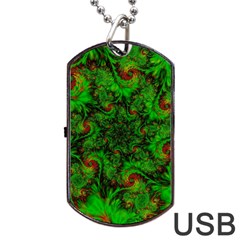 Art Artwork Fractal Digital Art  Green Dog Tag Usb Flash (one Side) by Wegoenart