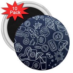 Internet Planets Drinks Computers 3  Magnets (10 Pack)  by Wegoenart