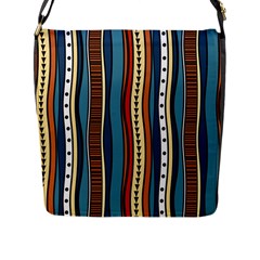 Stripes Hand Drawn Tribal Colorful Background Pattern Flap Closure Messenger Bag (l) by Vaneshart