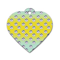 English Breakfast Yellow Pattern Mint Ombre Dog Tag Heart (two Sides) by snowwhitegirl