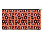 Girl Flower Pattern Apricot Pencil Cases Back