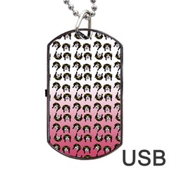 Retro Girl Daisy Chain Pattern Dog Tag Usb Flash (one Side) by snowwhitegirl