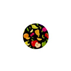 Vector Seamless Summer Fruits Pattern Black Background 1  Mini Buttons by Vaneshart