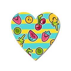 Summer Fruits Patterns Heart Magnet by Vaneshart